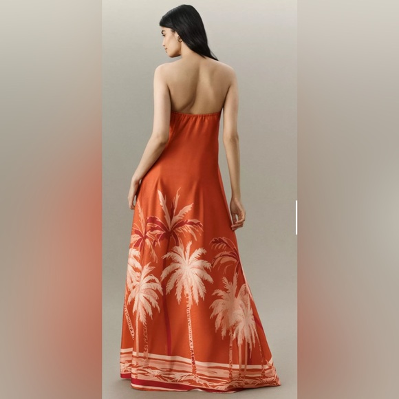 DIARRABLU Tubi Cape Maxi Dress Women's Small Dark Orange Strapless W/ Shawl NWT - Picture 2 of 4